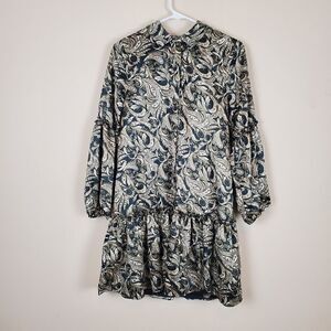 Laundry by Shelli Segal Paisley Collard Mini Button-up Shirt Dress Size 2